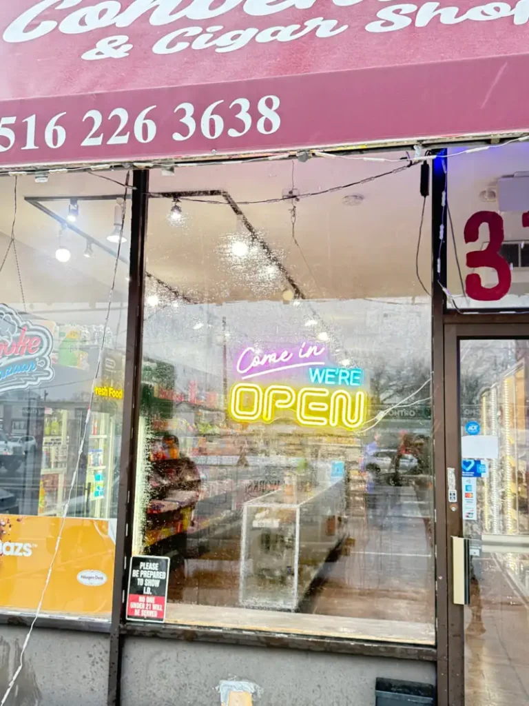 Storefront glass after repair at commercial store in Long Island