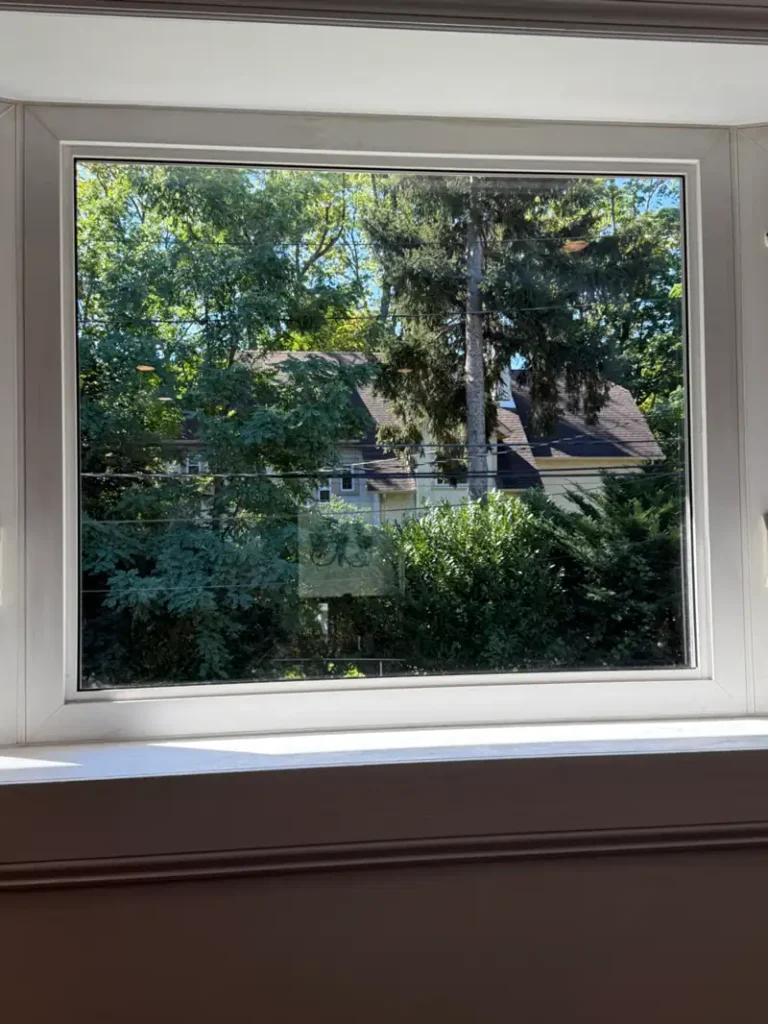 Window glass after repair at residential home in Long Island